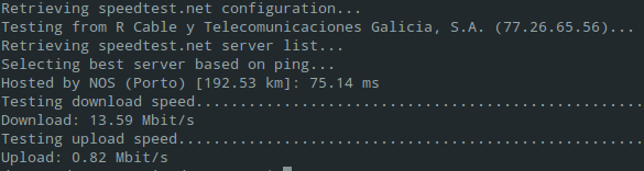 Teste de velocidad comandos
