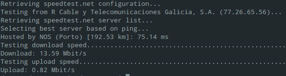 Teste de velocidad comandos