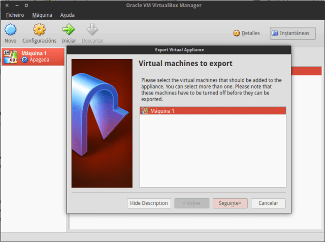Exportando máquinas de Virtual Box