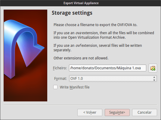 Eligiendo formato para exportar