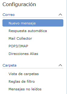 Ejempó de cual es el menú "Nuevo Mensaje"
