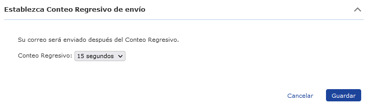 Ejemplo del selector donde debemos escoger el tiempo de envío.